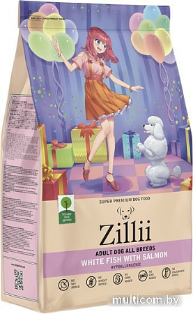 Сухой корм для собак Zillii Adult Dog All Breed белая рыба с лососем 3 кг