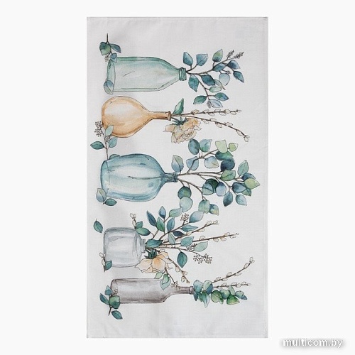 Полотенце Этель Flower mood 7588541 (белый/зеленый)