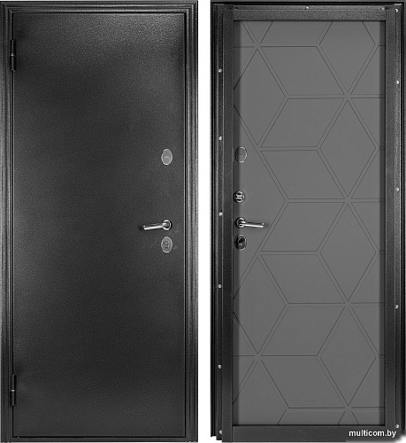 Металлическая дверь Guard Термо MG75 87х205 левая (черное серебро/серый)