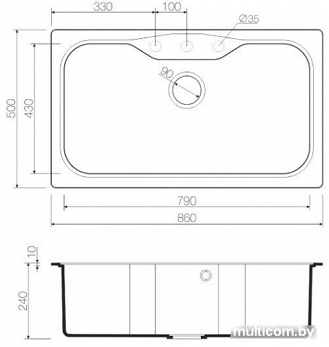 Кухонная мойка Omoikiri Maru 86-EV [4993216]