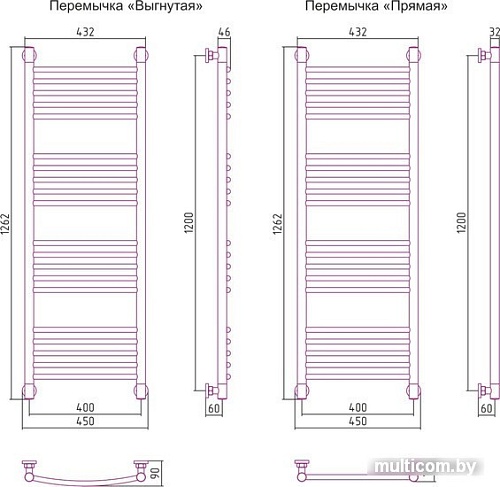 Полотенцесушитель Сунержа Богема+ 1200x400 00-0221-1240