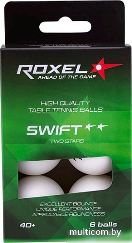 Мяч для настольного тенниса Roxel Swift (белый, 2 звезды, 6 шт.)