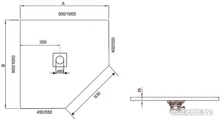 Душевой поддон RGW ST/T-0099G 90x90