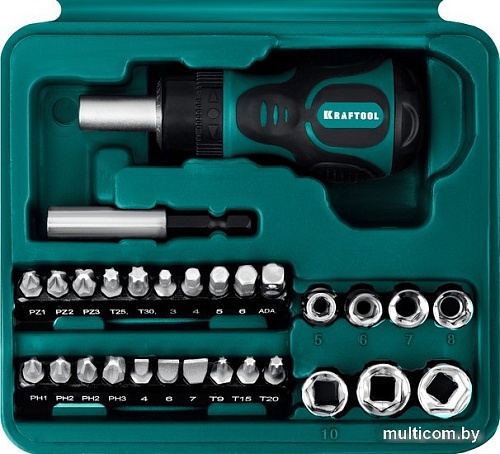 Набор отвертка с битами и головками KRAFTOOL 25556-H29 (29 предметов)
