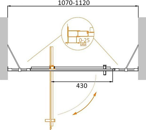 Душевая дверь Cezares MOLVENO-BA-12-70+40-C-Cr-IV