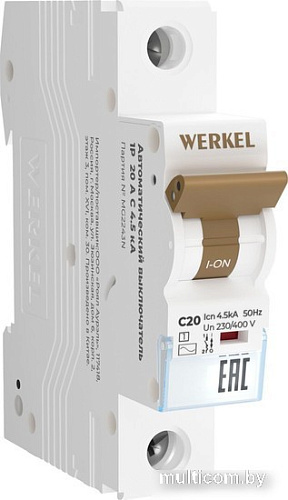 Выключатель автоматический Werkel 1P 20 A C 4.5 kА W901P204