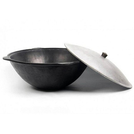 Казан Davr Metall с крышкой плоское дно (4,5 л)