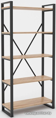 Стеллаж Hype Mebel Стандарт-2 80x170 (черный/дуб галифакс натуральный)