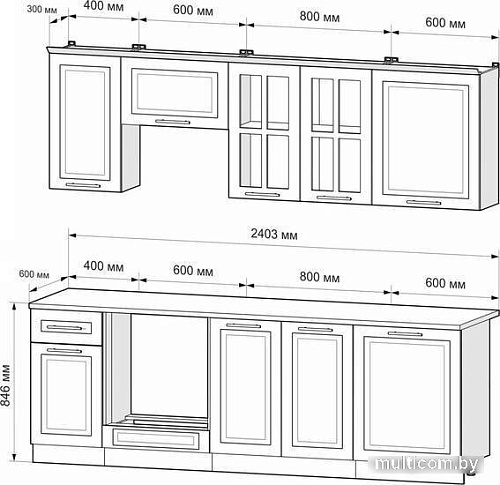 Готовая кухня Мебель-АРС Белла 2.4 м (акация белая)