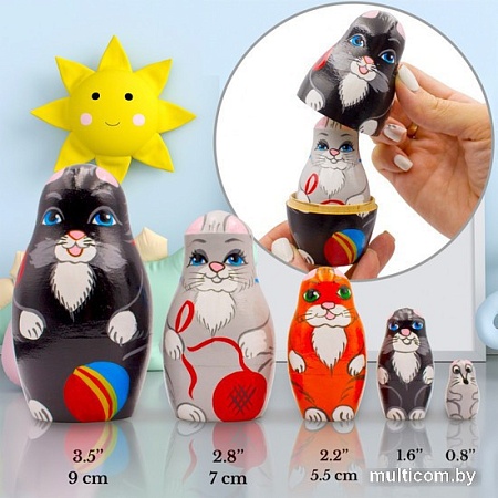 Развивающая игра Брестская Матрешка Коты (набор 5 шт)