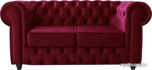 Диван Brioli Честерфилд двухместный (микровелюр, В48 вишневый)