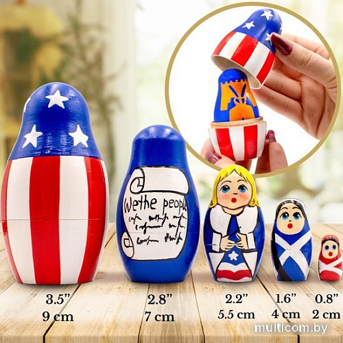 Развивающая игра Брестская Матрешка Ко Дню независимости США (набор 5 шт)