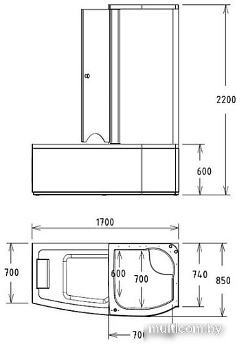 Душевая кабина Gemy G8040 C R 170x85