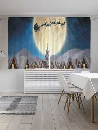 Комплект штор JoyArty Санта пролетает на луне Oxford 1.45x1.8 м pox_21445 (2 шт)