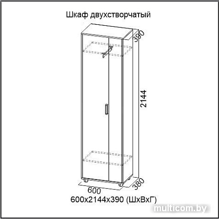 Шкаф распашной SV-Мебель Визит 1 двухстворчатый (каньон светлый/гикори светлый)