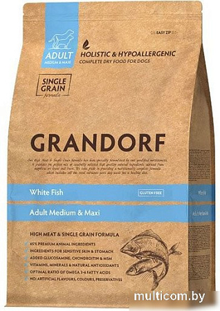 Сухой корм для собак Grandorf Medium & Maxi Breeds White Fish (с белой рыбой) 1 кг