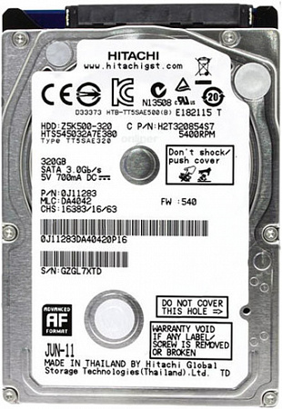 Жесткий диск Hitachi Travelstar Z5K500 320GB (HTS545032A7E380)