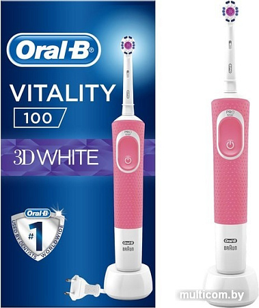 Электрическая зубная щетка Braun Oral-B Vitality 100 3D White D100.413.1 (розовый)