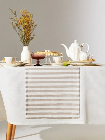 Дорожка на стол Этель Soprano 10494019 (белый/серый)
