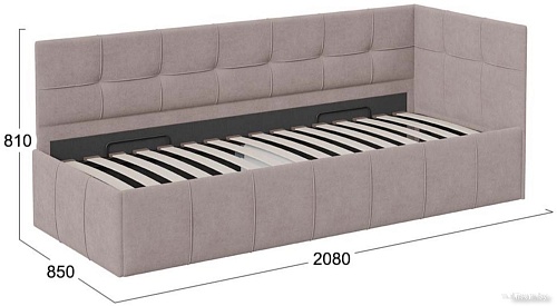 Кровать-тахта Трия Грей c мягкой обивкой с ПМ 80x200 (велюр Galaxy серо-бежевый)
