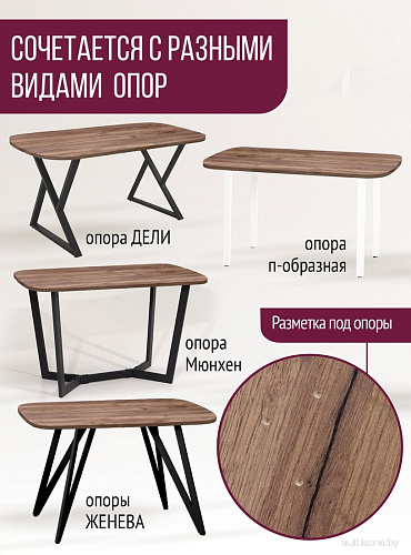 Столешница Millwood Закругленная 105x60x1.8 (дуб табачный Craft)