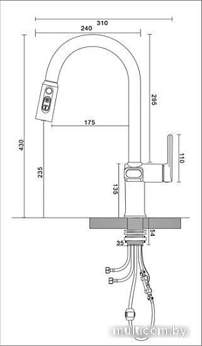 Смеситель Esko K15B LED (черный)