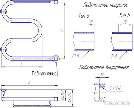 Полотенцесушитель Gloss & Reiter М. 60x40 (1")