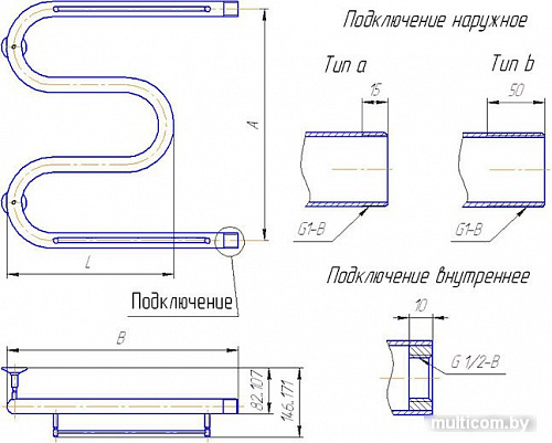 Полотенцесушитель Gloss & Reiter М. 60x40 (1&quot;)