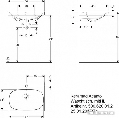 Умывальник Keramag Acanto 500.620.01.2