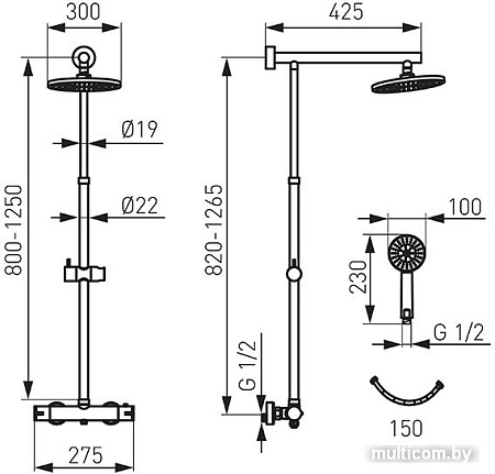 Душевая система Ferro Trevi NP75-TRV7U-BL