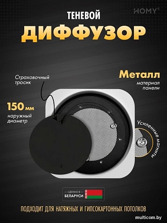 Вентиляционная решетка HOMY AIR Lite круглый AL100B d150 (черная)