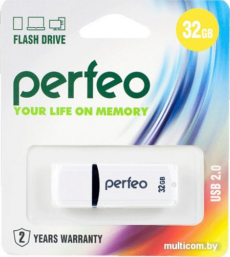 USB Flash Perfeo C02 32GB (белый) [PF-C02W032]