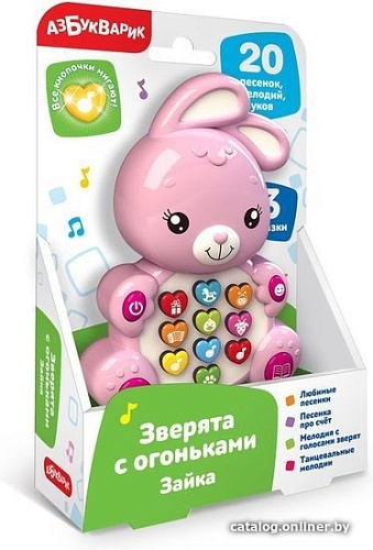 Развивающая игрушка Азбукварик Зайка с огоньками 2348