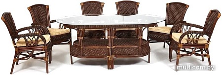 Обеденная группа TetChair Andrea Grand (античный орех/ткань рубчик/кремовый)