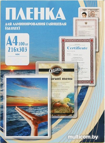 Пленка для ламинирования Office-Kit глянцевая A4 60 мкм 100 шт PLP216*303/200