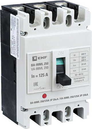 Выключатель автоматический EKF Basic ВА-99МL 250125А 3P mccb99-250-125mI