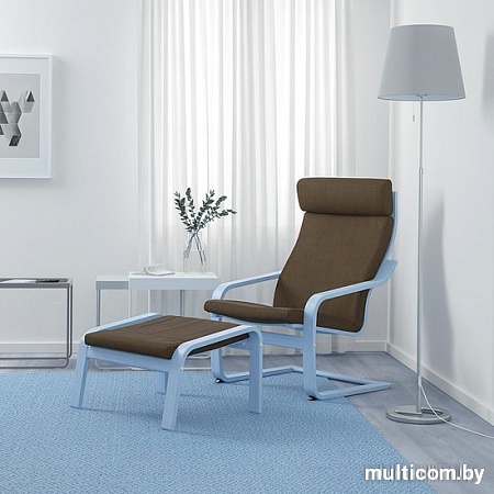 Стул-кресло Ikea Поэнг (дубовый шпон беленый/Хилларед темно-синий) 292.867.66