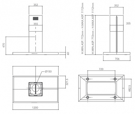 Каминная вытяжка KitchenAid KEIPP 12020