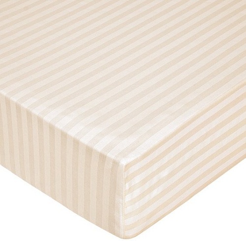 Постельное белье Миланика Бежевая на резинке 180x200 (поплин-страйп)