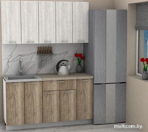 Готовая кухня ЭлиГард Lion 1.5 (сосна каньон/дуб каньон/малага)