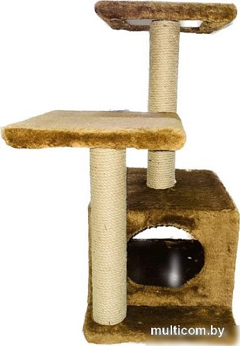 Домик ZooExpress Куб 2 полки 2 входа 81163 (мех/джут)