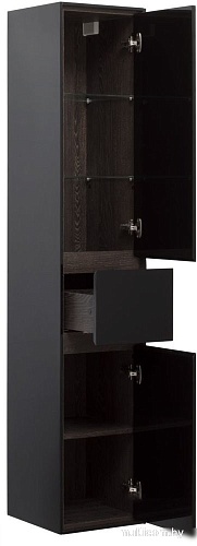 Aquanet Шкаф-пенал Милан 35 306377 (черный глянец)