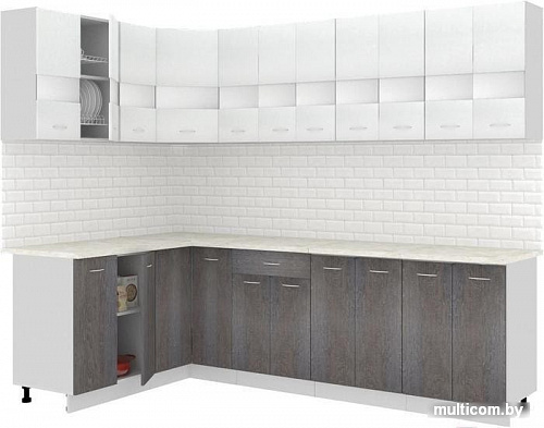 Угловая кухня Кортекс-мебель Корнелия Экстра 1.5x2.7м (белый/береза/мадрид)