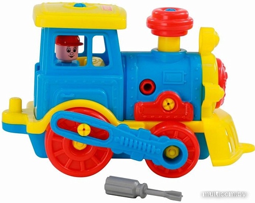 Конструктор Полесье 71255 Паровоз (синий/желтый)
