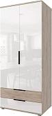 Шкаф распашной Stolline Альянс 2-х дверный с ящиками 435.01 (дуб крафт/белый глянец)
