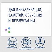 Магнитно-маркерная доска BRAUBERG стеклянная 40x60 см (белый)