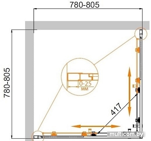 Душевой уголок Cezares Molveno-A-2-80-C-Cr-IV