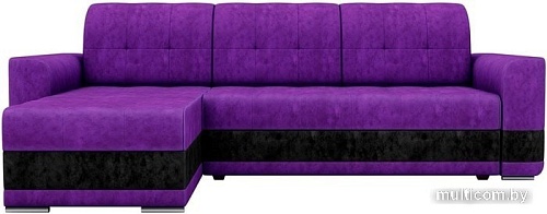 Угловой диван Mebelico Честер 61108 (левый, велюр, фиолетовый/черный)