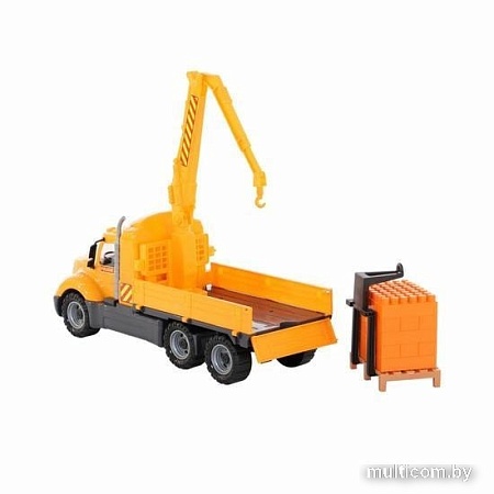 Полесье Майк автомобиль-кран с манипулятором + конструктор 30 эл. 55590