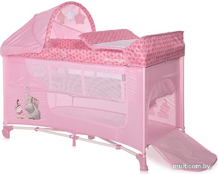 Манеж-кровать Lorelli Moonlight 2 Layers Plus 2023 (спелая роза, ребята)